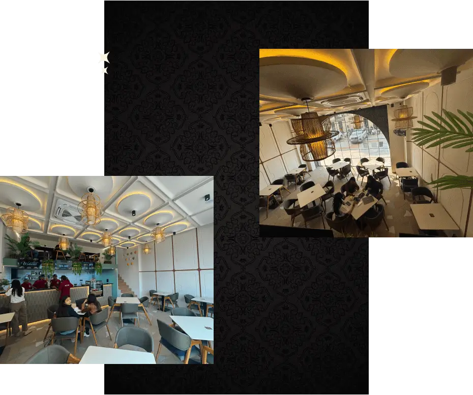 Vision and mission wall inside Nexus Point Café in Surat